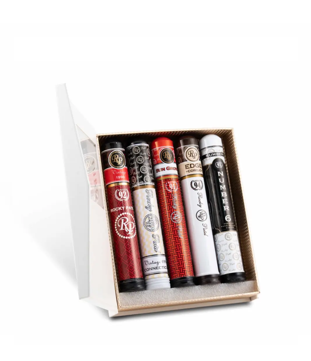 Rocky Patel Deluxe Tubo INT Sampler Toro Box of 5 from AuCigars, premium Cuban cigar.