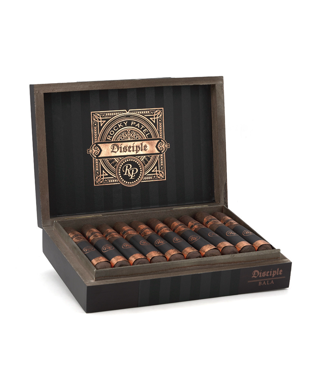 Rocky Patel Disciple Bala Cigar Box of 20 close-up from AuCigars, premium Cuban cigar