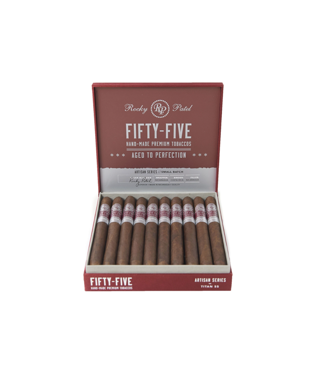 Rocky Patel Fifty-Five 55 Robusto  Cigar Box of 20 close-up from AuCigars, premium Cuban cigar