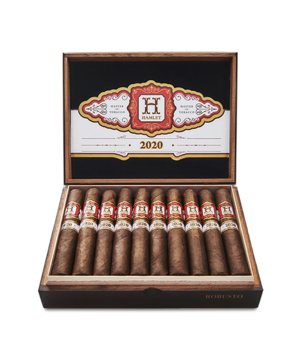 Rocky Patel Hamlet 2020 Robusto Cigar Box of 20 close-up from AuCigars, premium Cuban cigar