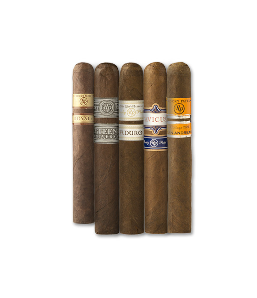 Rocky Patel Honduras Robusto Sampler Cigar Box of 5 close-up from AuCigars, premium Cuban cigar