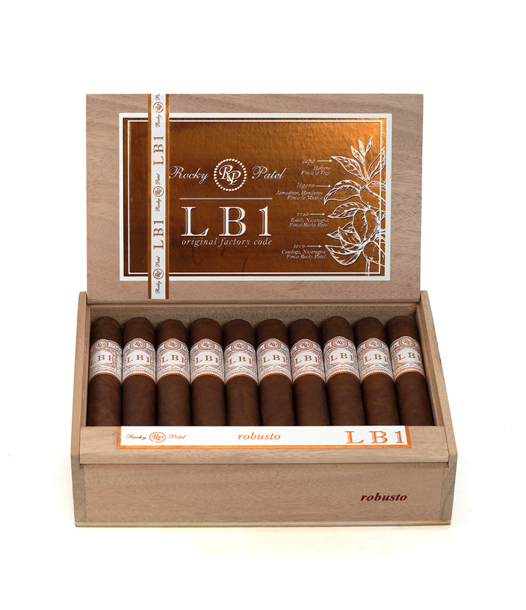 Rocky Patel LB1 Robusto Cigar Box View 2 from AuCigars, premium Cuban cigar