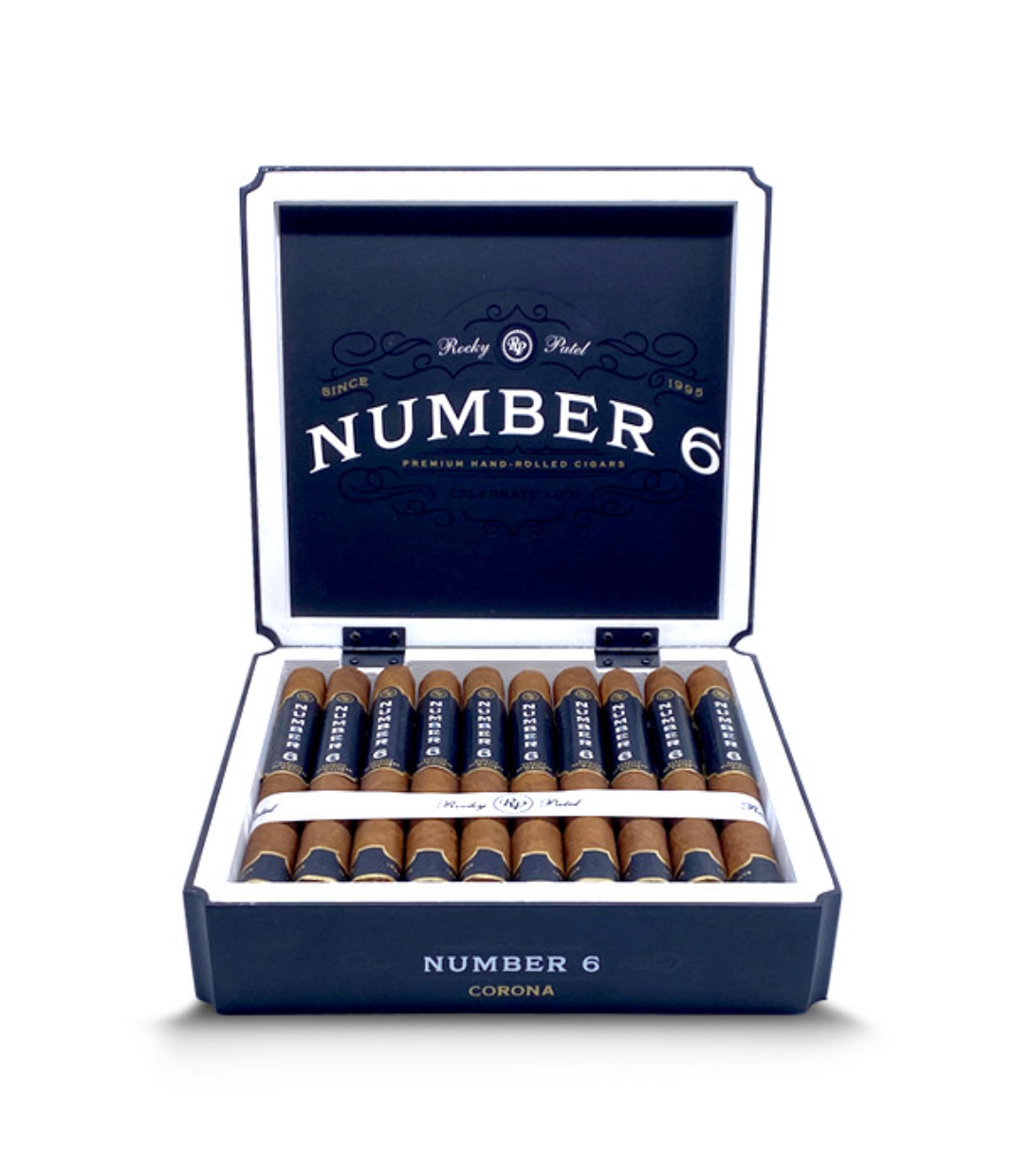 Rocky Patel Number 6 Corona Cigar Box of 20 close-up from AuCigars, premium Cuban cigar