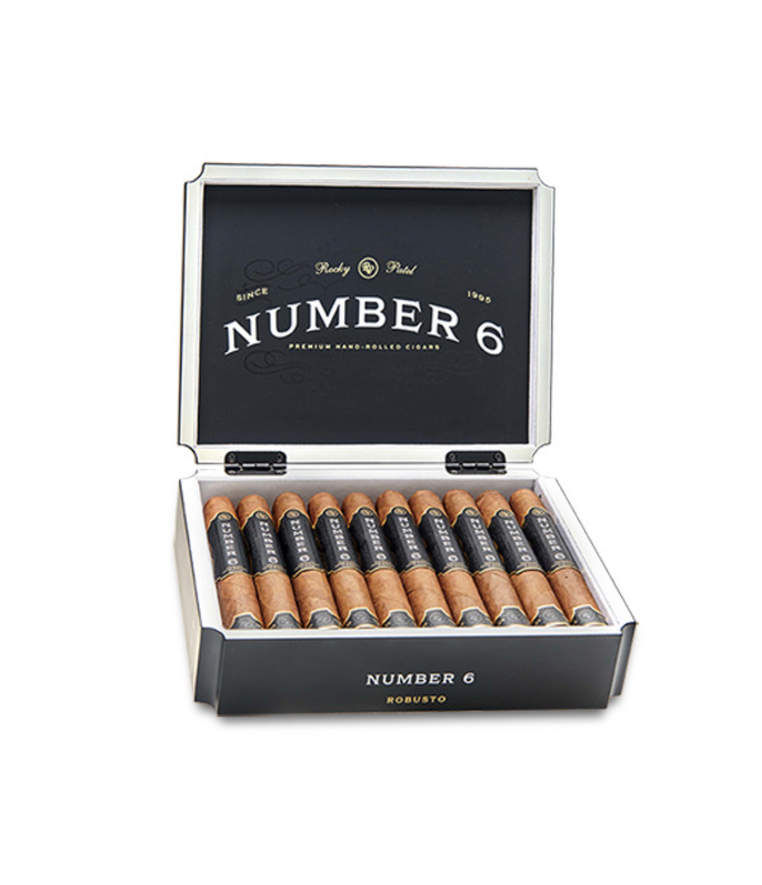 Rocky Patel Number 6 Robusto Cigar Box of 20 close-up from AuCigars, premium Cuban cigar