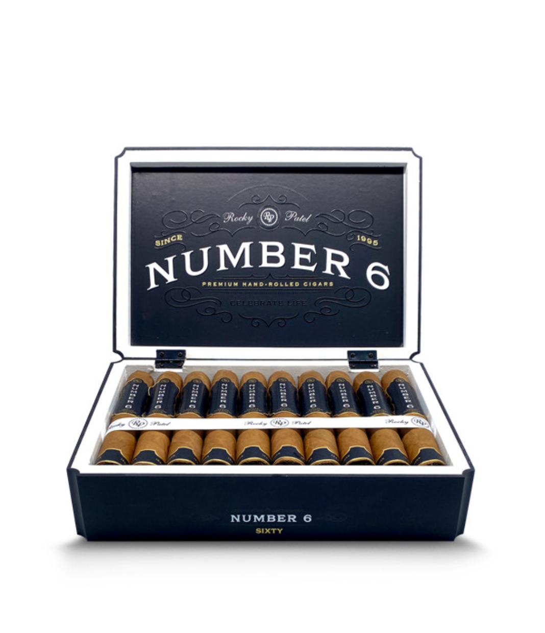 Rocky Patel Number 6 Sixty Cigar Box of 20 close-up from AuCigars, premium Cuban cigar