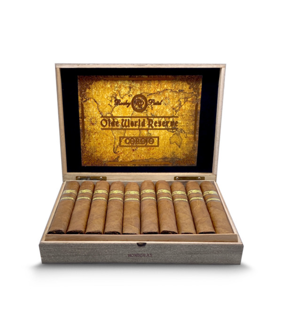Rocky Patel Olde World Reserve Corojo Sixty Cigar Box of 20 close-up from AuCigars, premium Cuban cigar