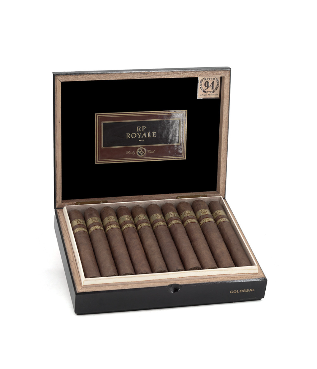 Rocky Patel Royale Colossal Cigar Box of 20 close-up from AuCigars, premium Cuban cigar
