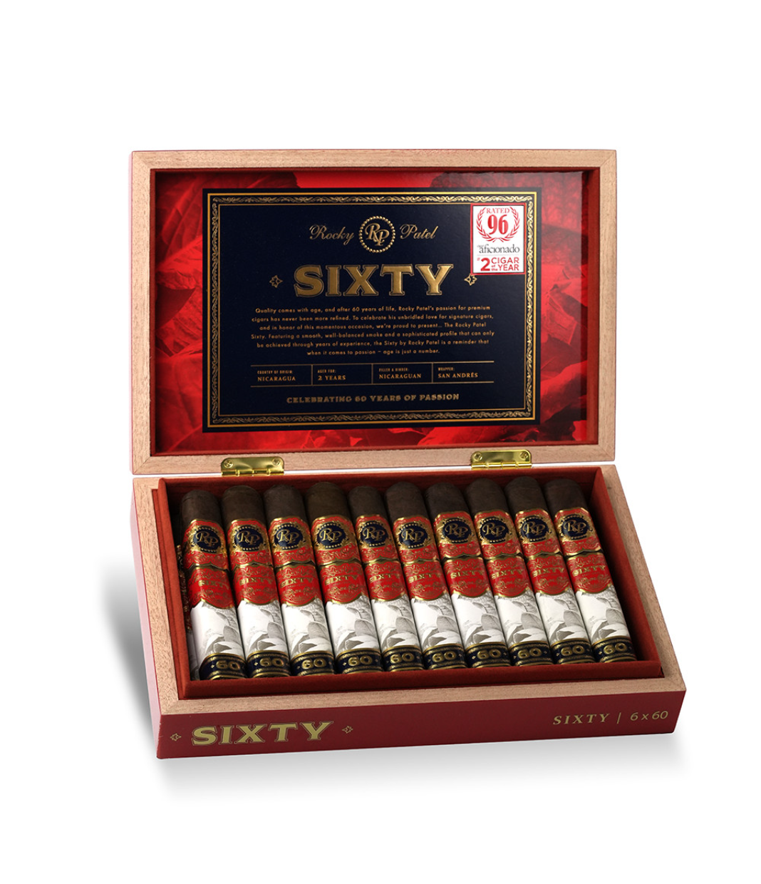 Rocky Patel RP 60 Sixty Cigar Box of 20 close-up from AuCigars, premium Cuban cigar