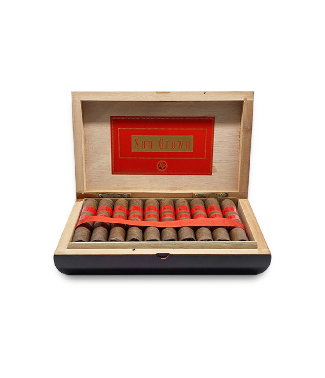 Rocky Patel Sun Grown Short Robusto Cigar Box of 20 close-up from AuCigars, premium Cuban cigar