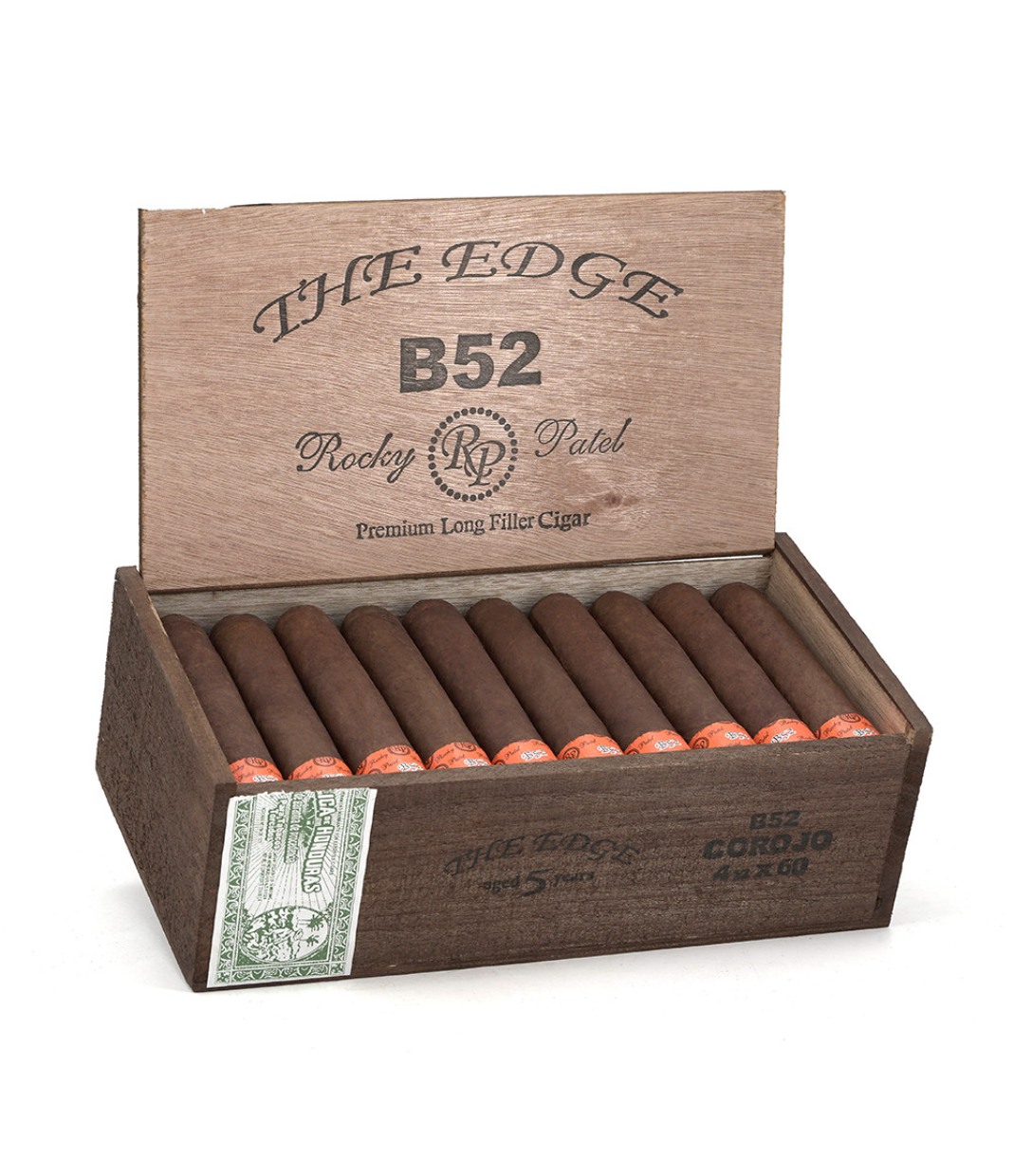 Rocky Patel The Edge B-52 Corojo Cigar Box of 30 close-up from AuCigars, premium Cuban cigar