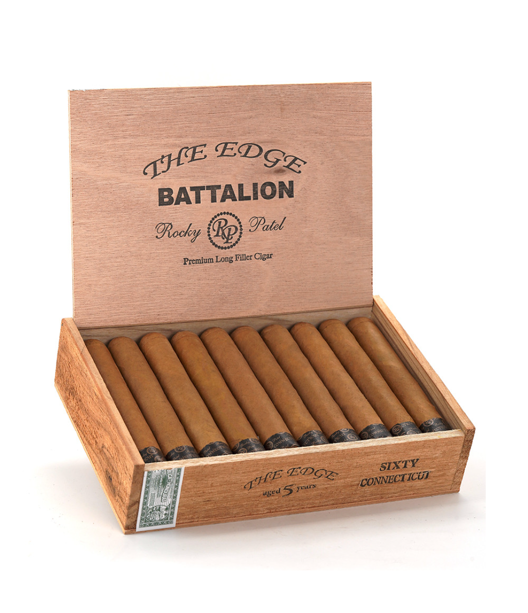 Rocky Patel The Edge Connecticut Battalion Cigar Box of 20 close-up from AuCigars, premium Cuban cigar