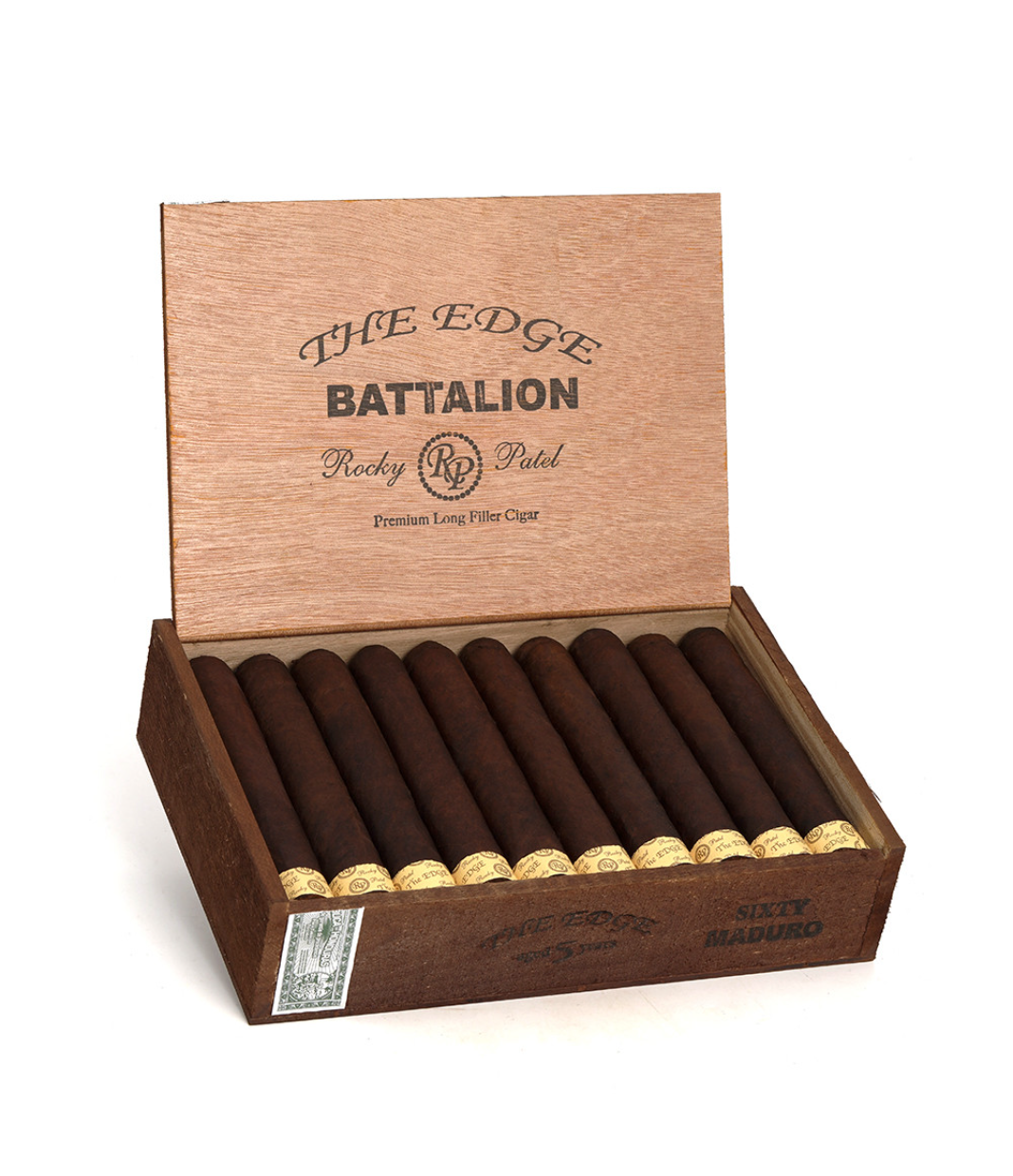 Rocky Patel The Edge Battalion Maduro Cigar Box of 20 close-up from AuCigars, premium Cuban cigar