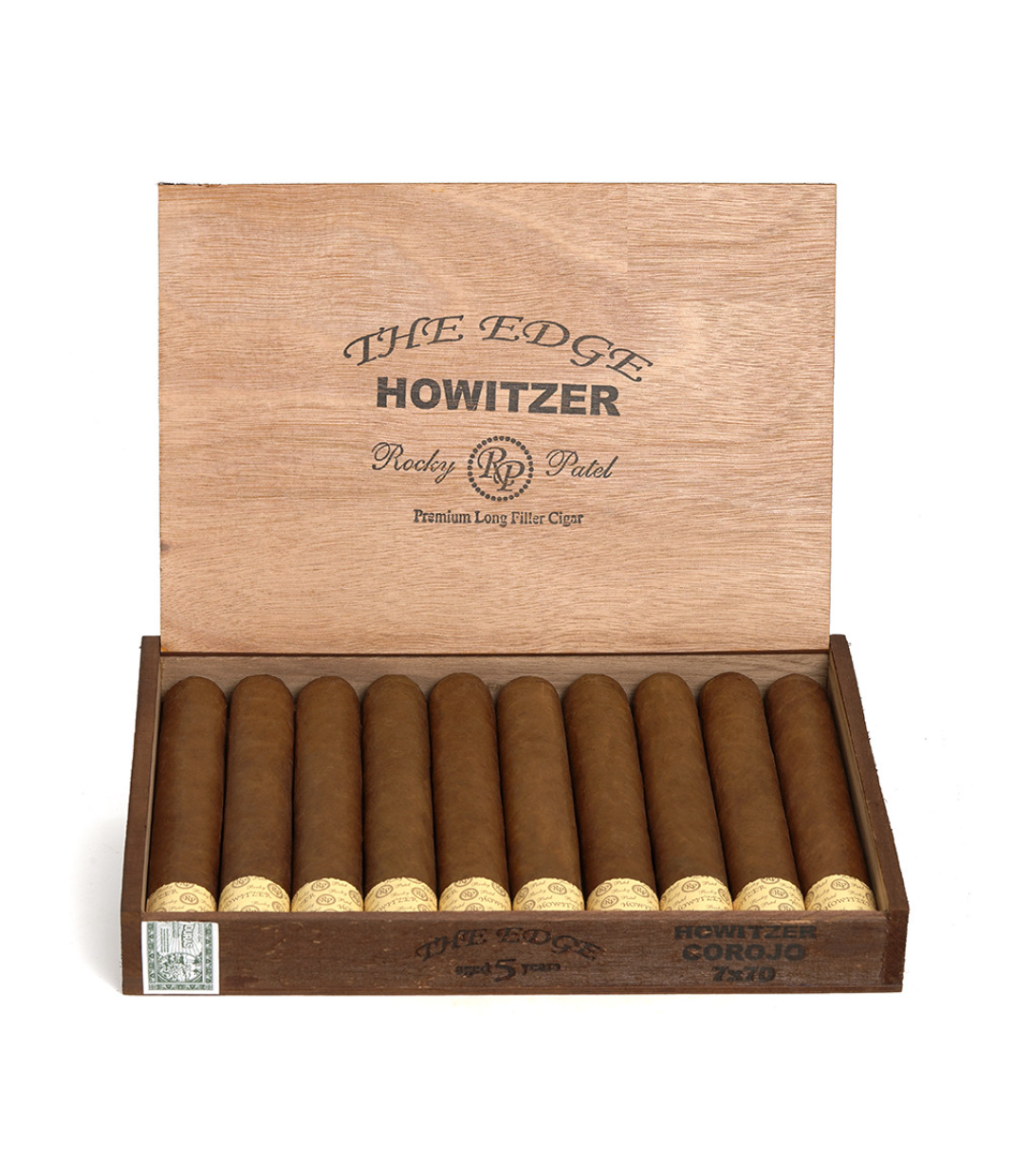 Rocky Patel The Edge Howitzer Corojo Cigar Box View 2 from AuCigars, premium Cuban cigar