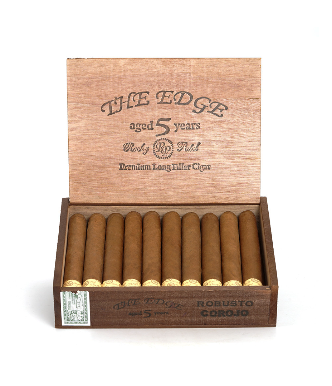 Rocky Patel The Edge Robusto Corojo Cigar Box View 2 from AuCigars, premium Cuban cigar