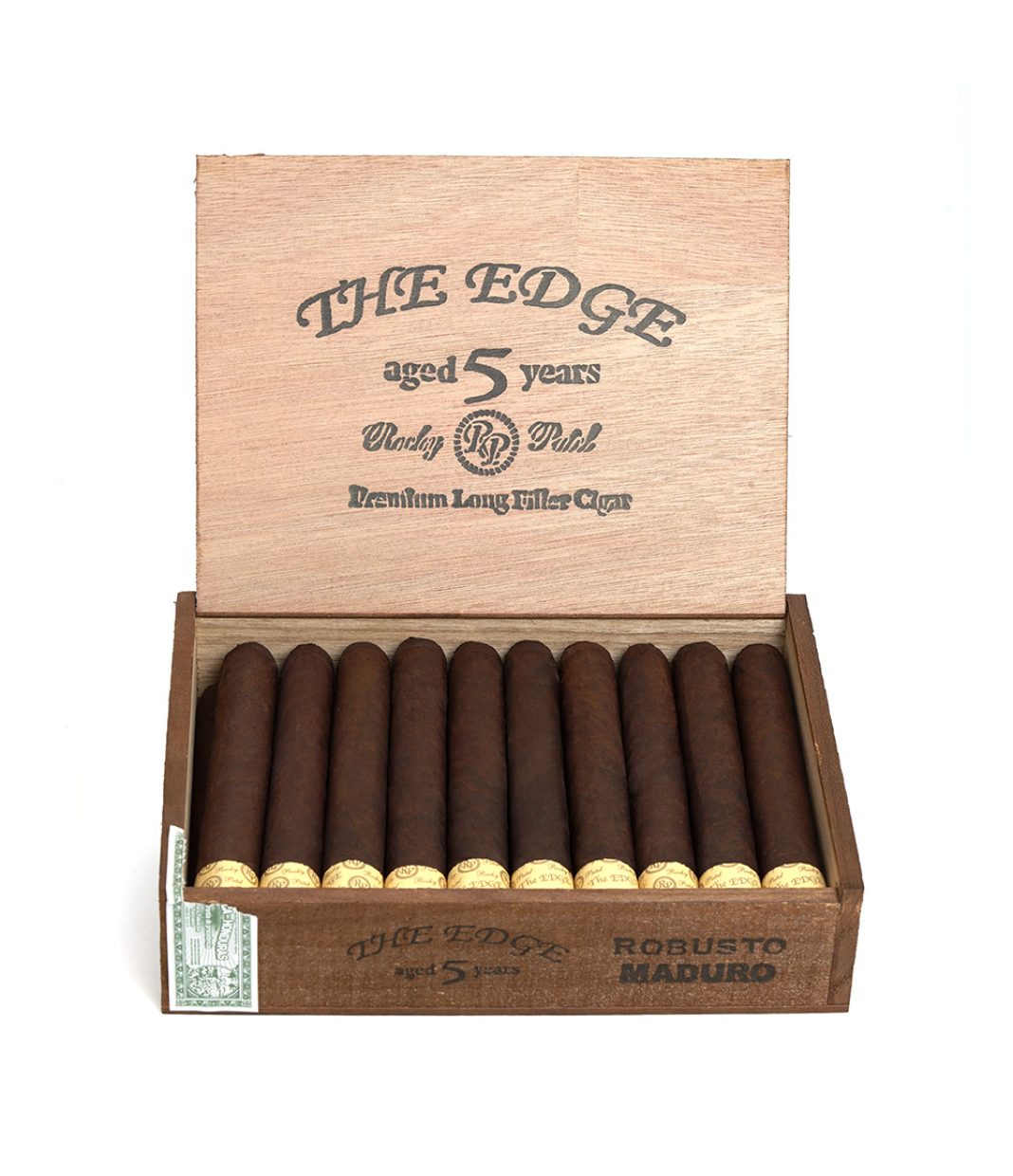 Rocky Patel The Edge Robusto Maduro Cigar Box View 2 from AuCigars, premium Cuban cigar