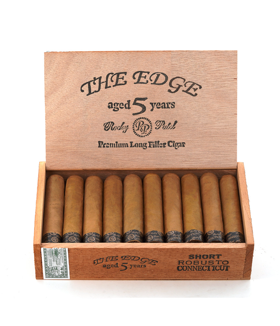 Rocky Patel The Edge Connecticut Short Robusto Cigar Box View 2 from AuCigars, premium Cuban cigar