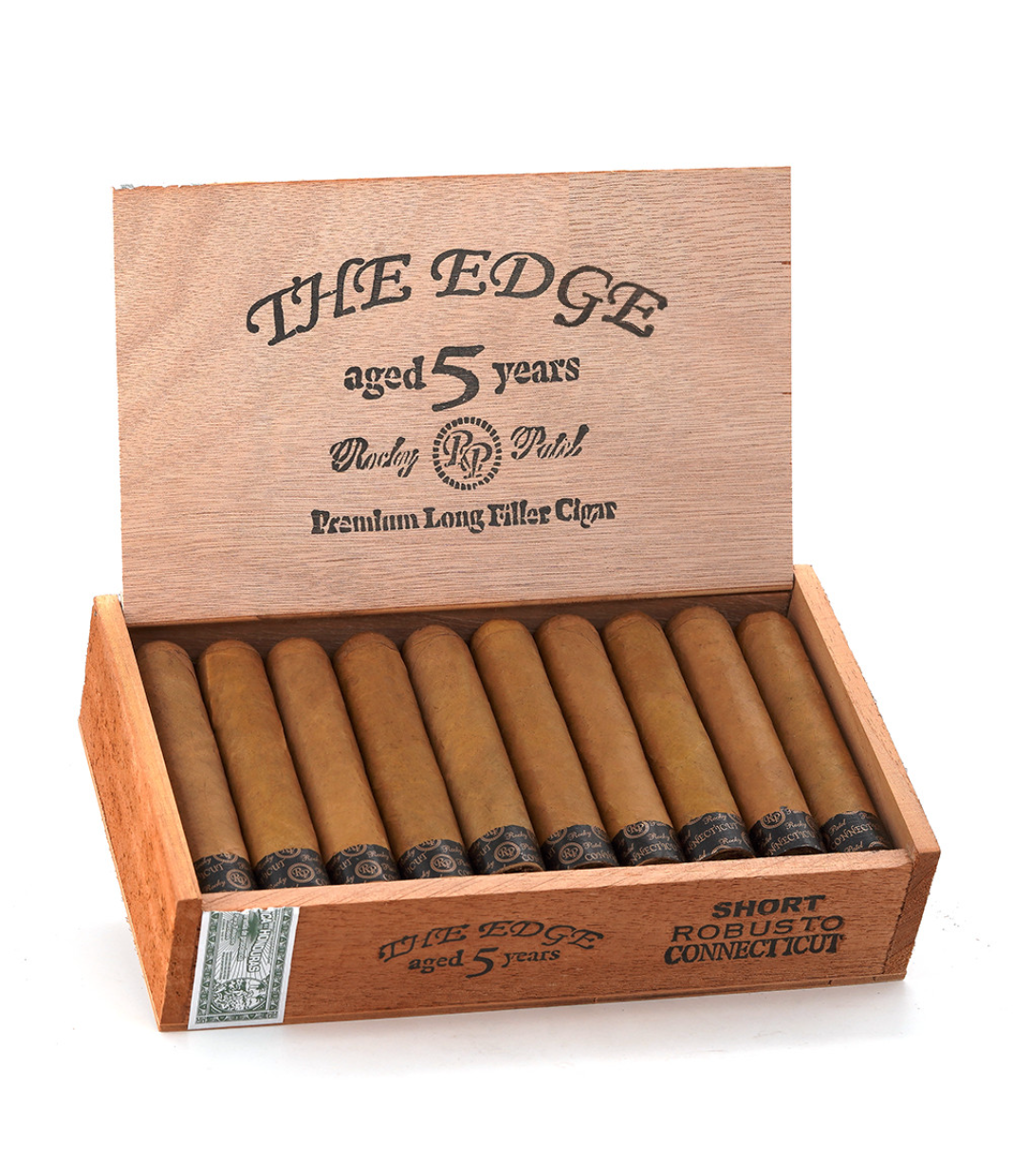 Rocky Patel The Edge Connecticut Short Robusto Cigar Box of 20 close-up from AuCigars, premium Cuban cigar