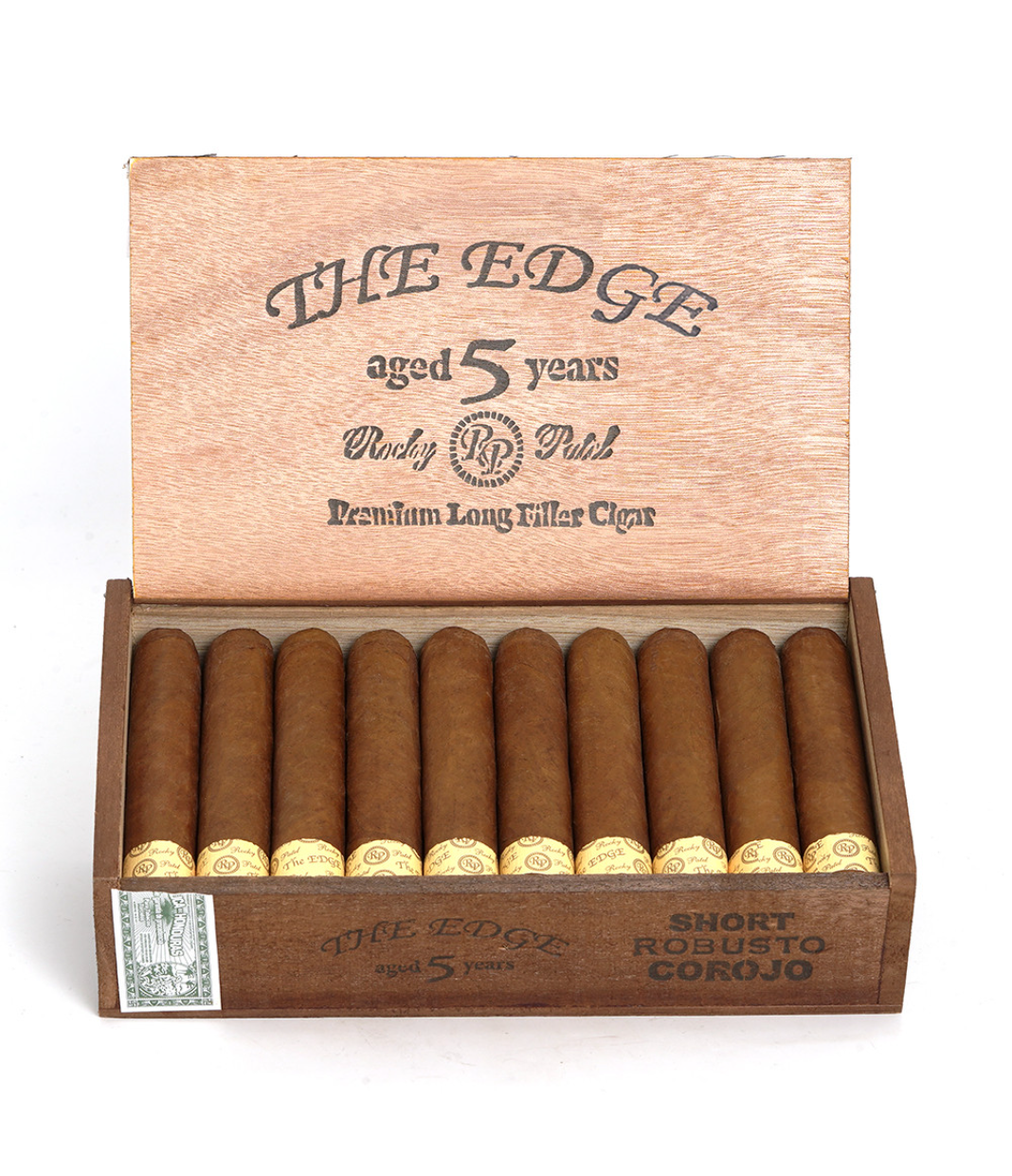 Rocky Patel The Edge Short Robusto Corojo Cigar Box View 2 from AuCigars, premium Cuban cigar