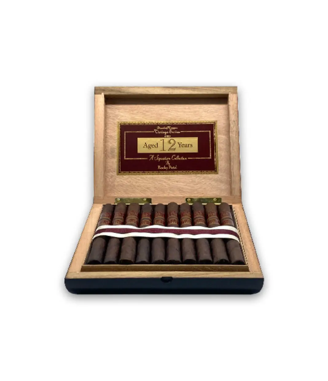Rocky Patel Vintage 1990 Corona Cigar Box of 20 close-up from AuCigars, premium Cuban cigar