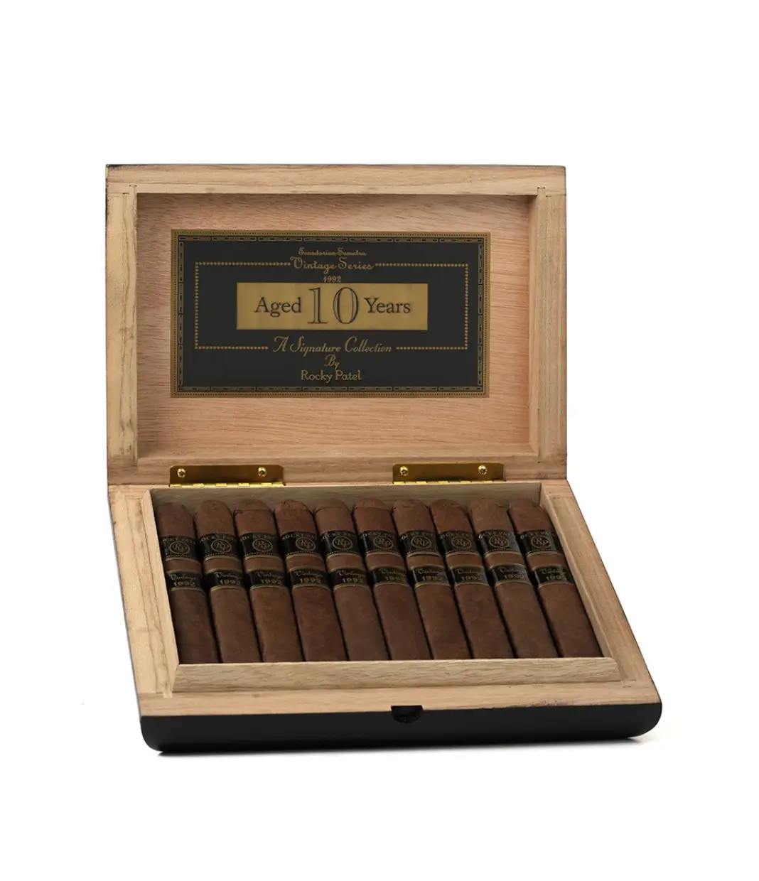Rocky Patel Vintage 1992 Petite Corona Cigar Box of 20 close-up from AuCigars, premium Cuban cigar