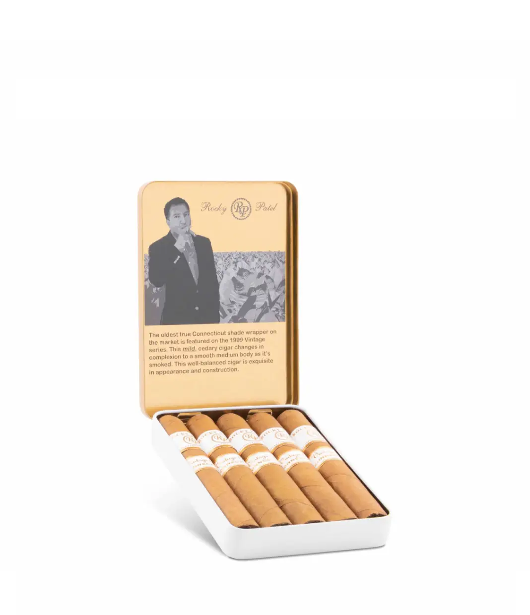 Rocky Patel Vintage 1999 Juniors Cigar Box of 10 X 5 close-up from AuCigars, premium Cuban cigar
