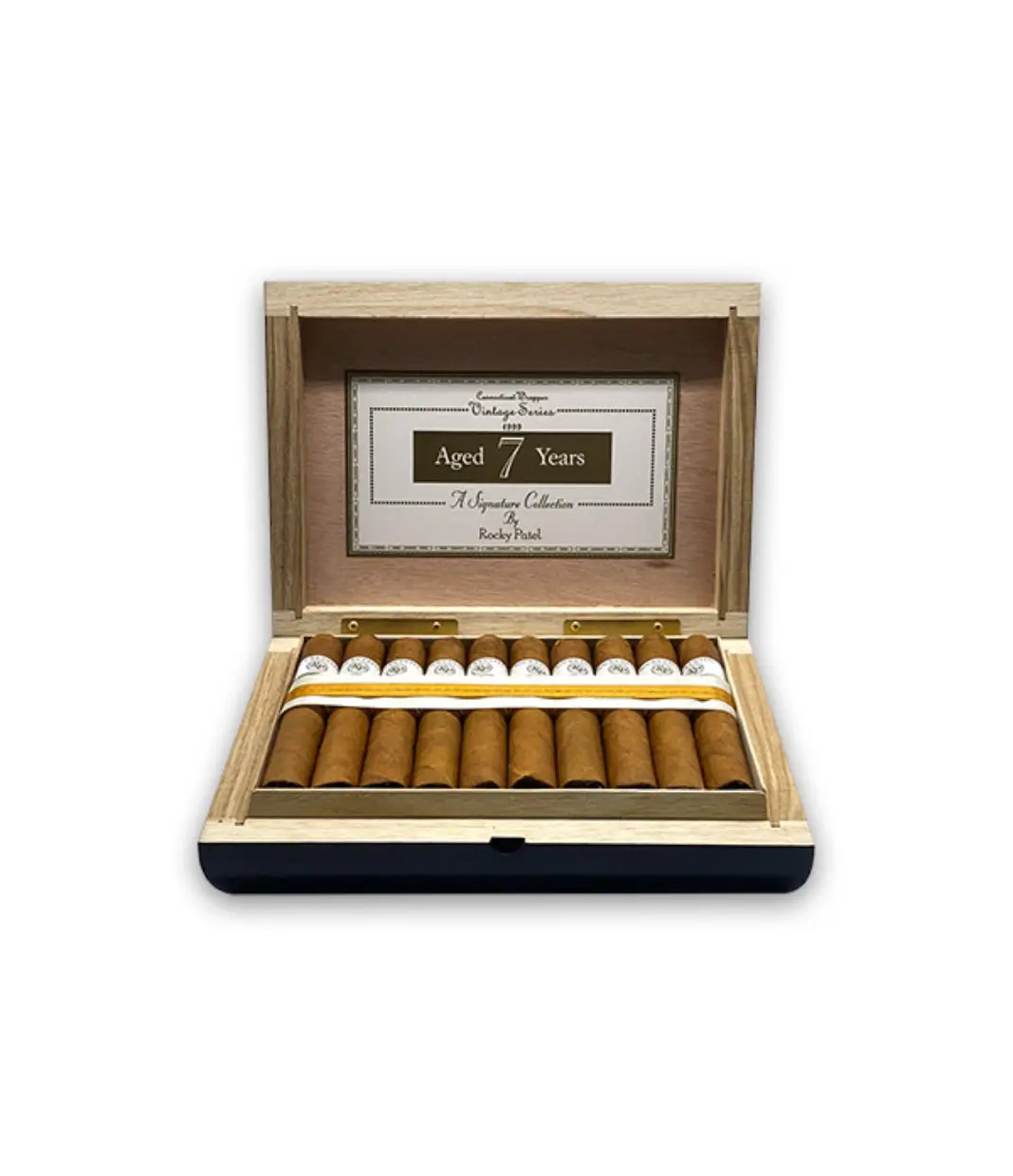 Rocky Patel Vintage 1999 Petite Corona Cigar Box of 20 close-up from AuCigars, premium Cuban cigar