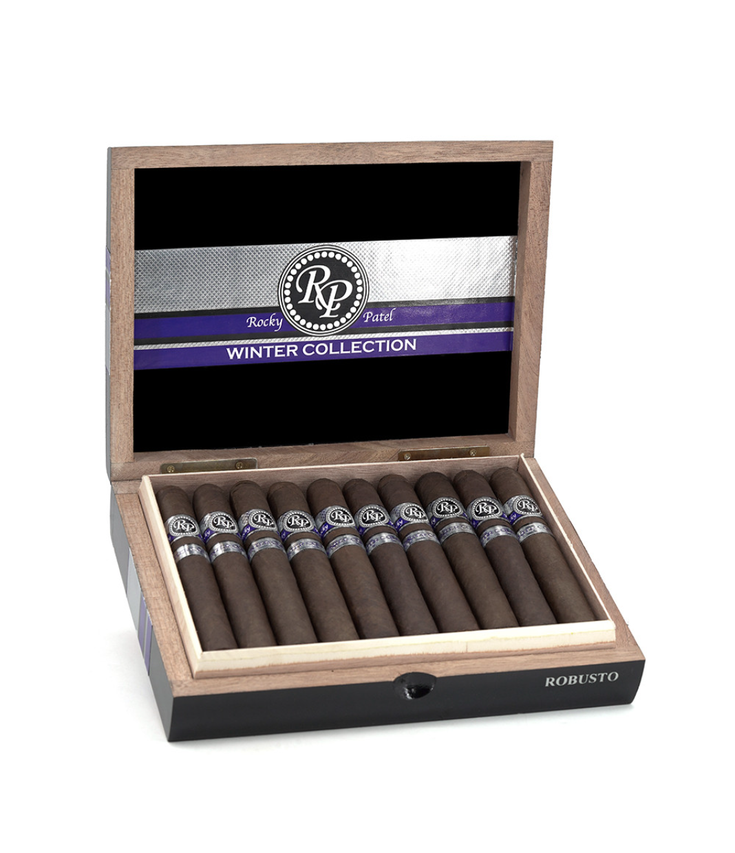 Rocky Patel Winter Collection Robusto Cigar Box of 20 close-up from AuCigars, premium Cuban cigar